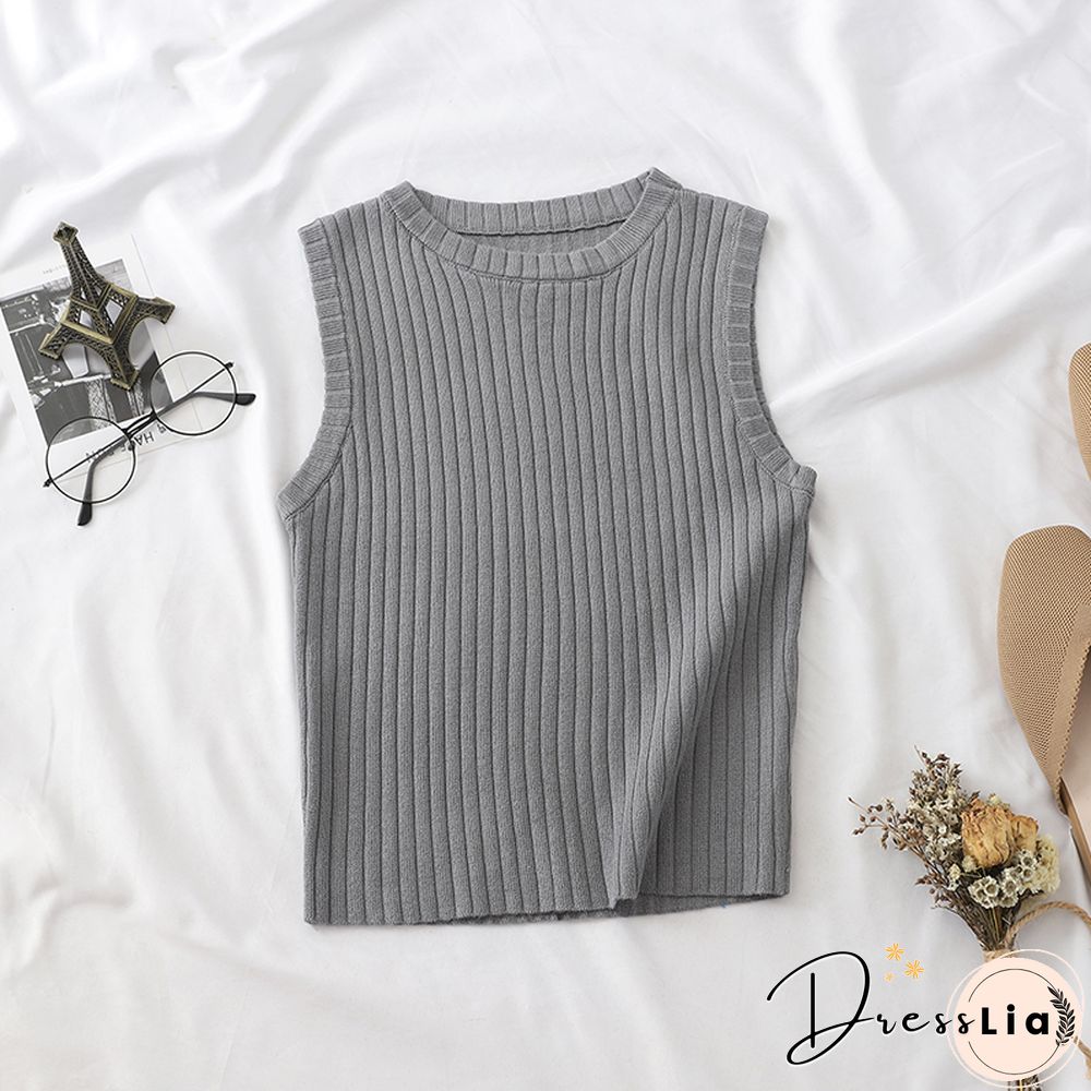 Heliar Plain Pink Knitted Tops Women Tank Tops Strapless Solid Vest For Women Vest Tops Summer Tank Tops