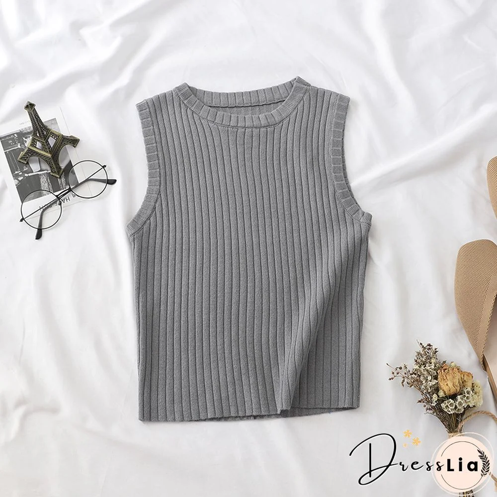 Heliar Plain Pink Knitted Tops Women Tank Tops Strapless Solid Vest For Women Vest Tops Summer Tank Tops