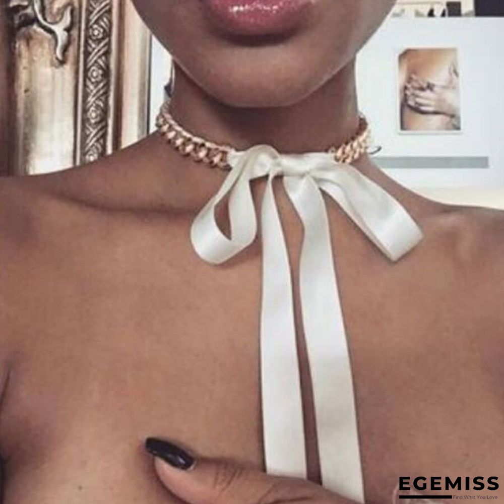 White Fashion Patchwork Bow-tie Decoration Necklace | EGEMISS