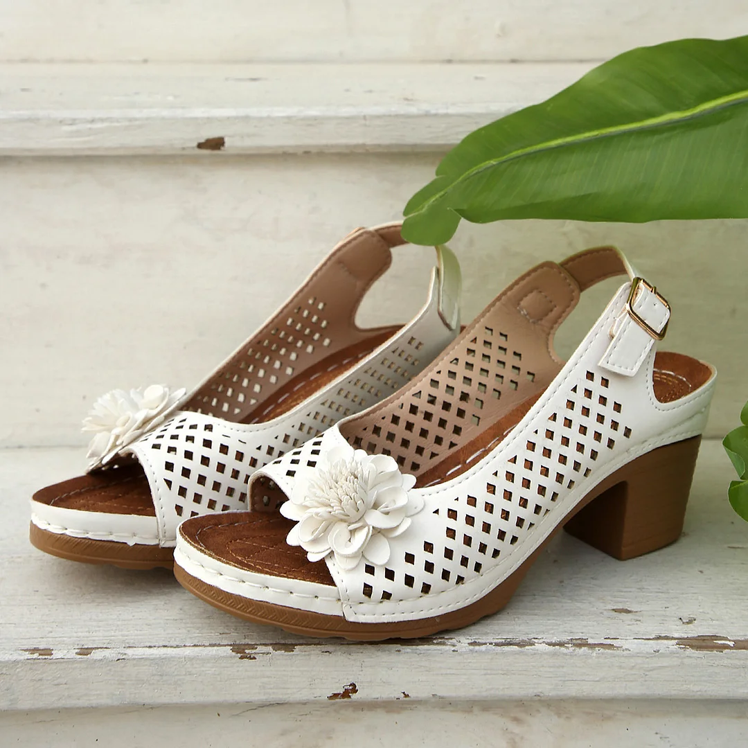 Yyvonne Flowers High-Heeled Cool Slippers Women 2025 Summer New Fashion Coarse And Buckle With Cold Slippers Women