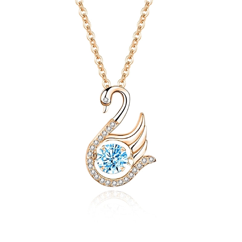 925 Sterling Silver Moissanite Zircon Inlay Swan Pendant Necklace