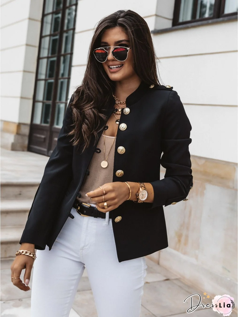 Buttoned Long Sleeve Jacket
