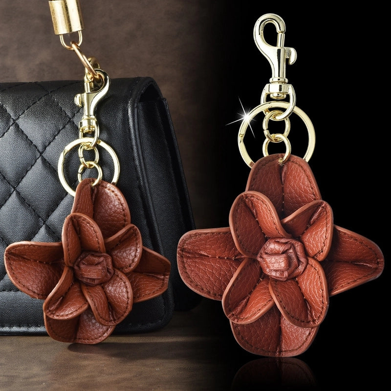 Streetwear Flower Pu Leather Alloy Women's Bag Pendant Keychain