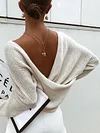 Loose  Casual Backless Knitting Sweatshirt
