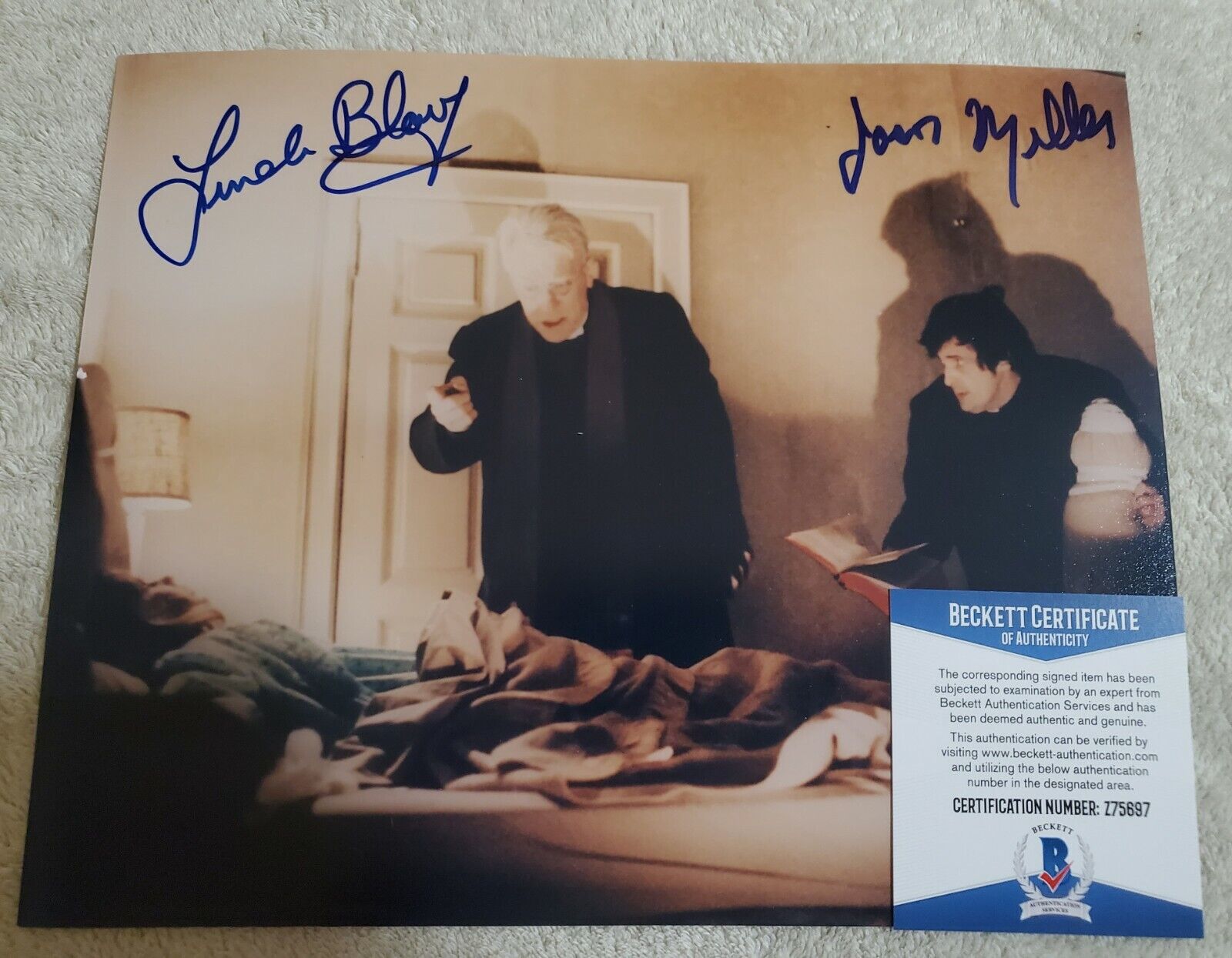 JASON MILLER & LINDA BLAIR AUTOGRAPHED SIGNED Photo Poster painting THE EXORCIST BAS BECKETT COA