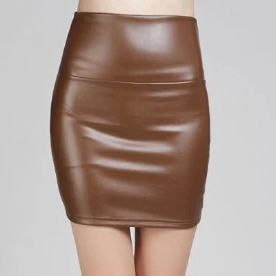 Mini Skirts Women Pencil Skirt Pu Leather High Waist Party Female Sexy Short Woman Bodycon Saias Feminina 20 Candy Colors Skirt