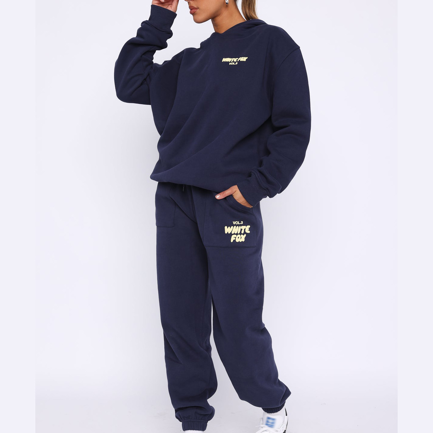 Fashion Sports LOGO Long Sleeve Pullover Hooded Sweatshirt Two Piece Set