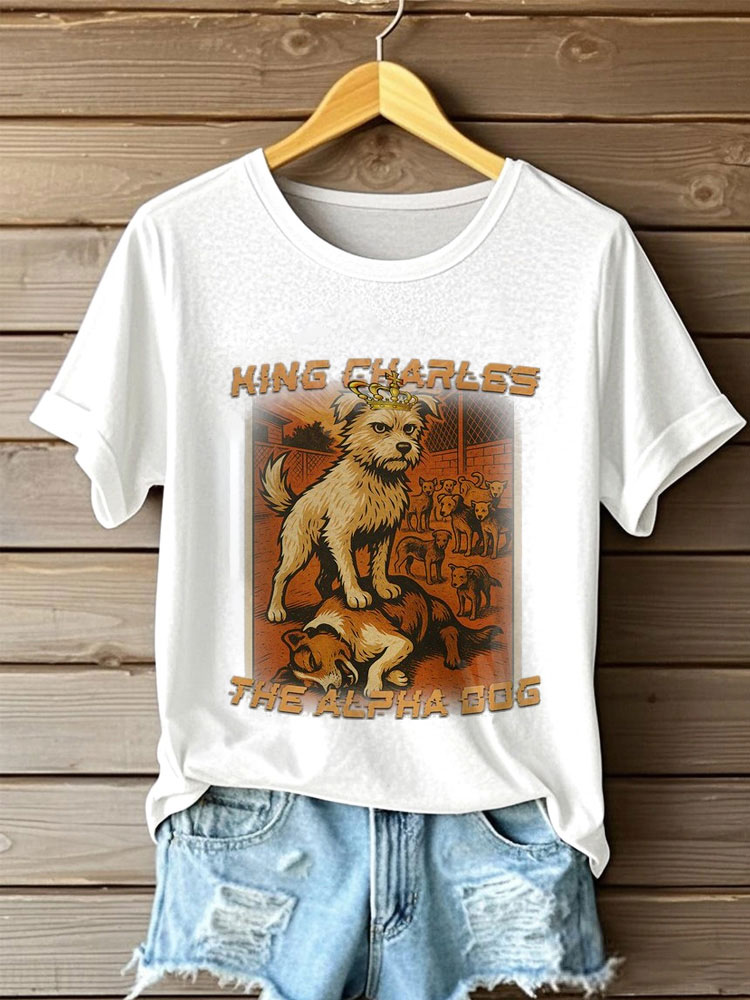 Comstylish Women's Casual Cavalier King Charles Print Short Sleeve T-shirt