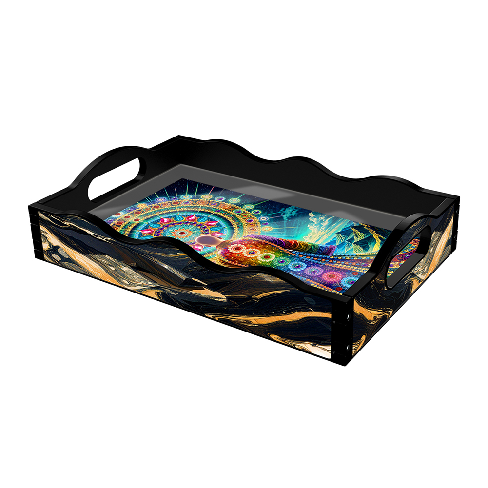 Acrylic Back 5D Diamond Painting Serving Tray Art Craft for Home Decoration