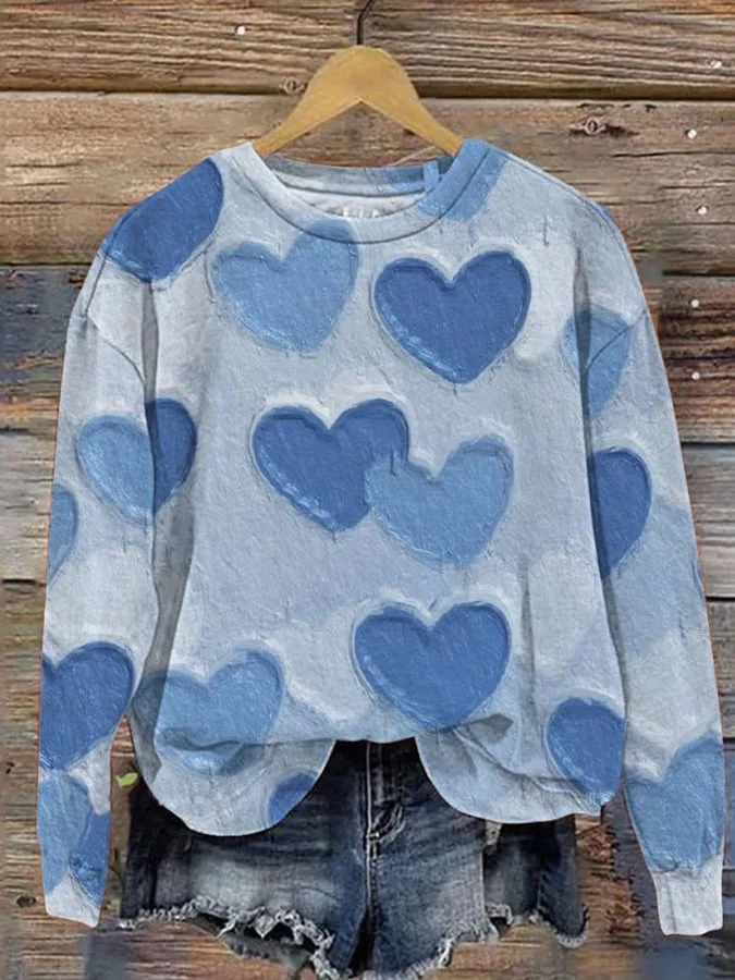 Women's Valentines Day Lovely Hearts Love Art  Printed Sweatshirt