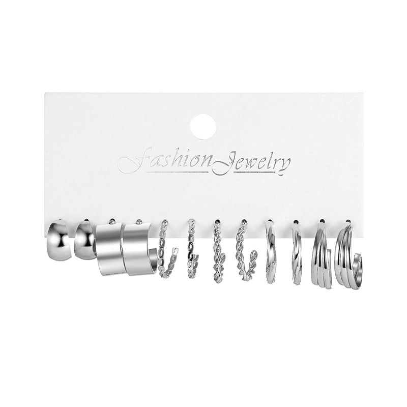 Retro Geometric Alloy Artificial Pearl Hoop Earrings 1 Set