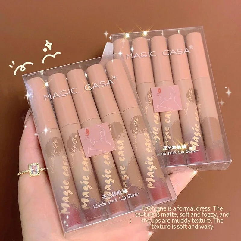 ELECOOL New 5pcs/set Ultra Velvet Matte Sexy Liquid Lipstick Waterproof Long Lasting Lipgloss Women Fashion Lip Glosses Makeup
