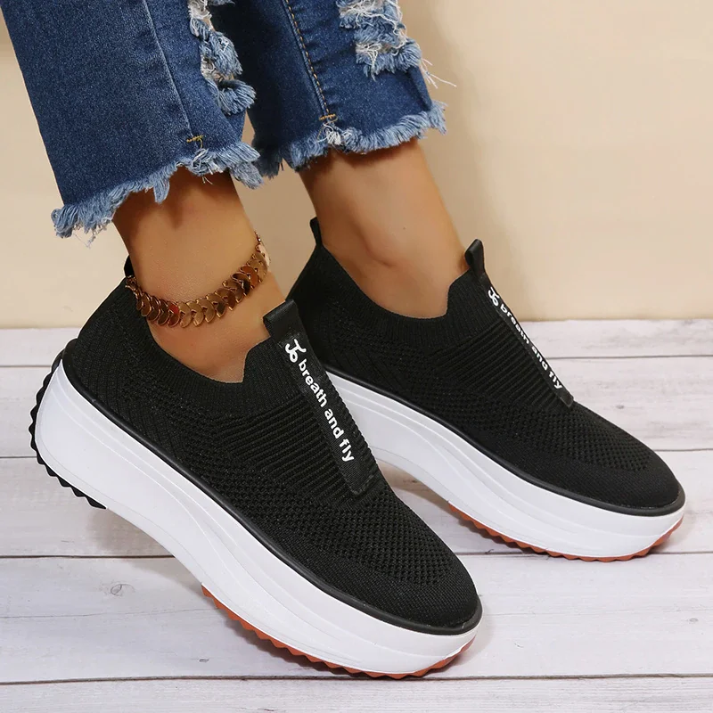 Canrulo Women Platform Sneakers Fashion Spring Autumn Female Sports Shoes Breathable Walking Casual Flats Ladies Vulcanized Shoes