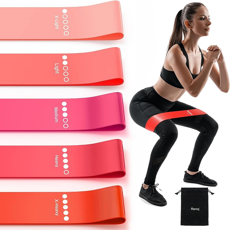 5 Set of Stretch Bands for Yoga Workouts Sports With Carrying Bag