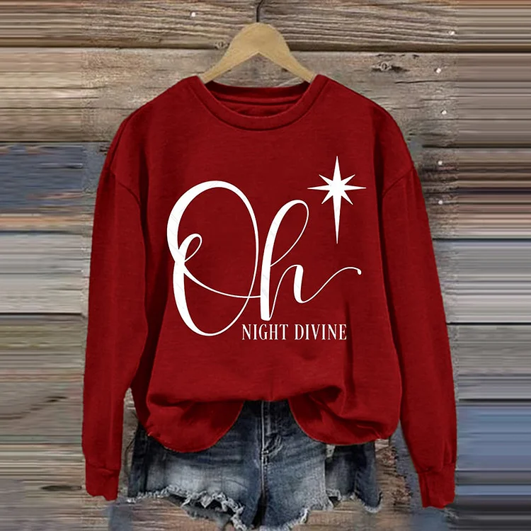 Comstylish Christmas Oh Night Divine Casual Long Sleeve Sweatshirt