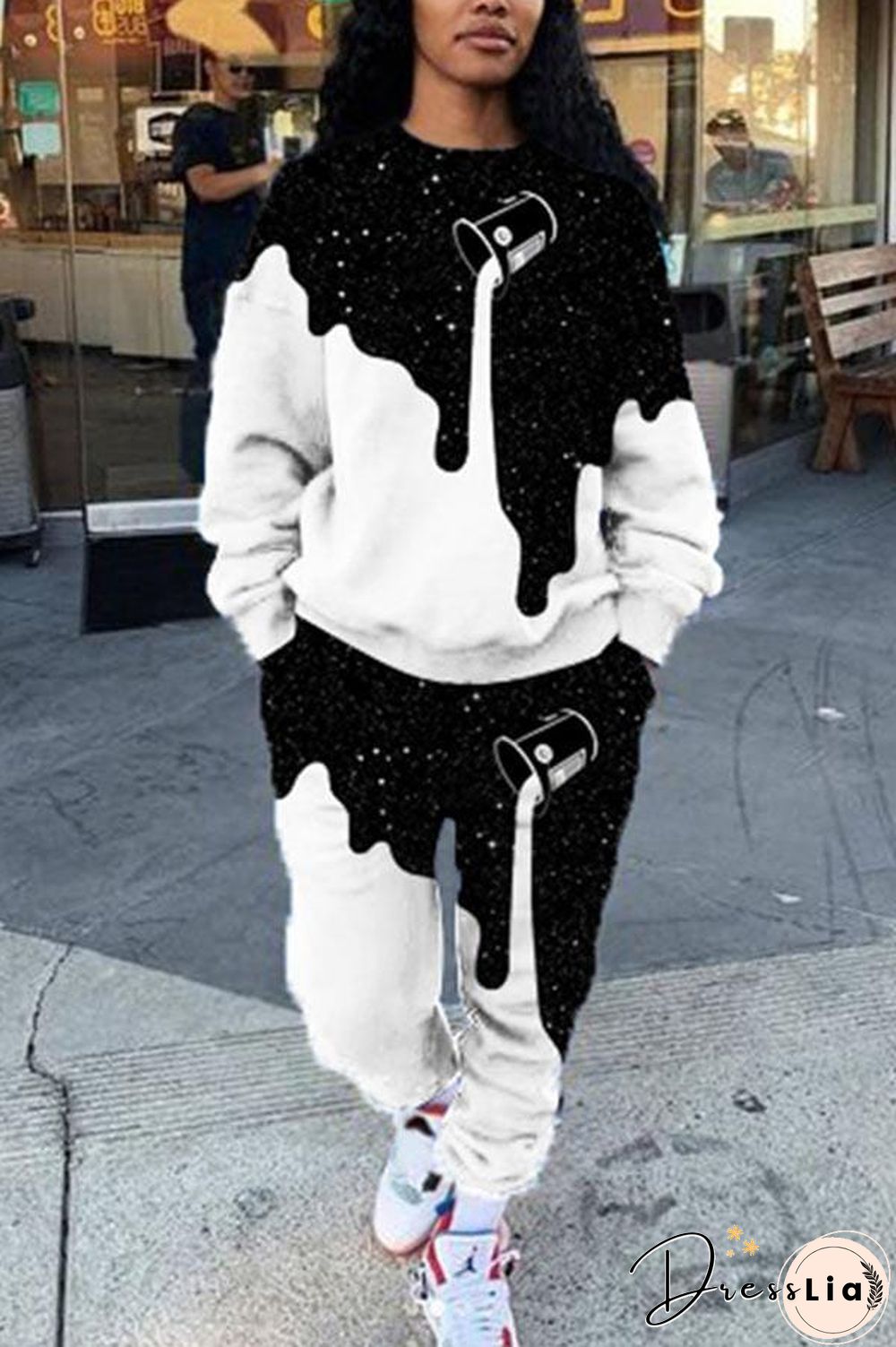 Casual Print Long Sleeve Two Pieces