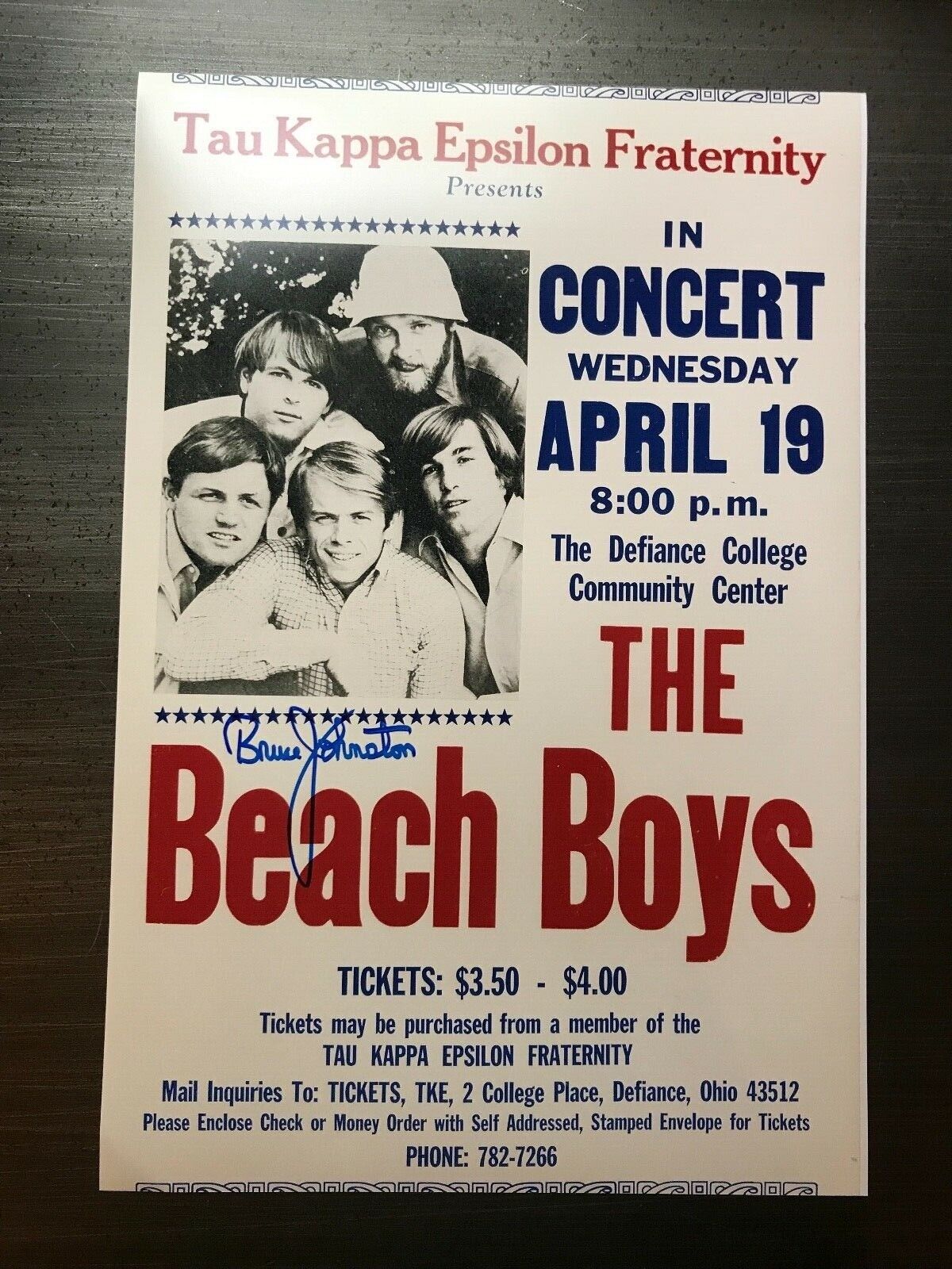 * BRUCE JOHNSTON * signed 12x18 concert poster * THE BEACH BOYS * PROOF * 3