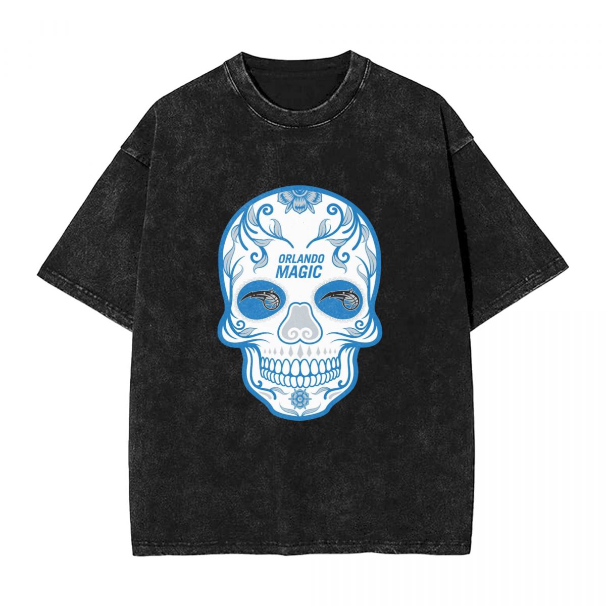 Orlando Magic Skull Printed Vintage Men's Oversized T-Shirt