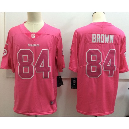 Men's  Steelers #84 Antonio Brown Pink Limited Rush Stitched NFL Jersey