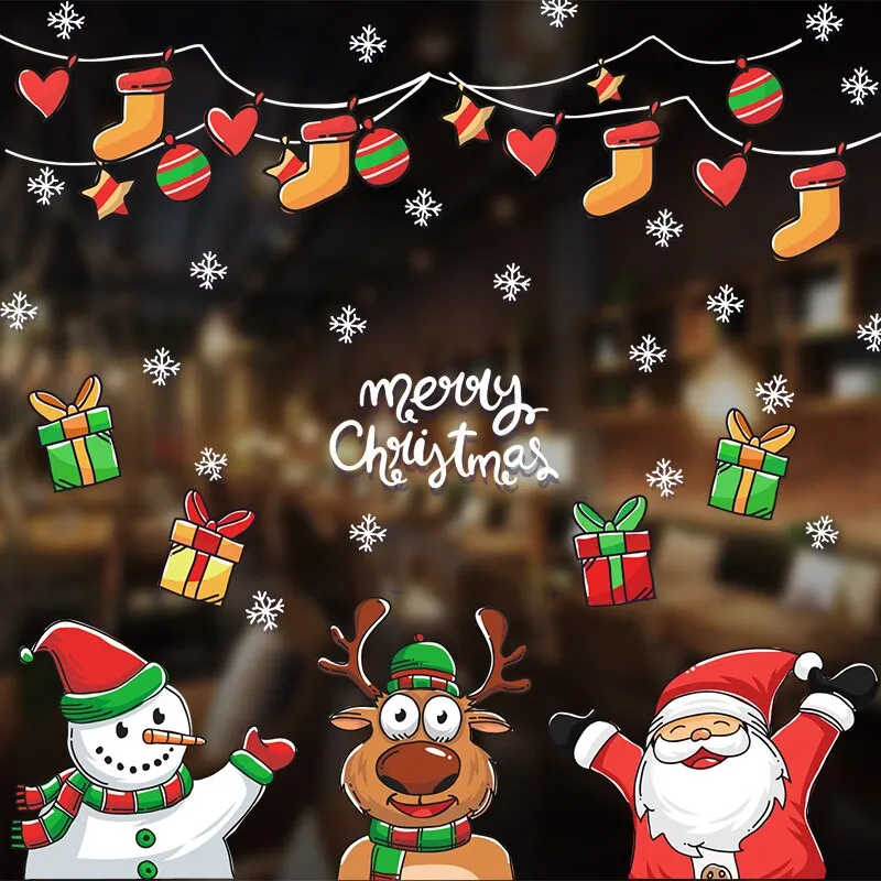 DIY Merry Christmas Wall Stickers Window Glass Stickers Christmas Decorations For Home Christmas Ornaments Xmas New Year 2021