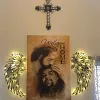 ✨Ailes d'ange noir Art des ailes en m&eacute;tal d&eacute;coration Murale avec lumi&egrave;res LED