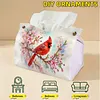 Cardinal Plum DIY PULeather Diamond Painting Tissue Box for Adults Beginners Large Size Diamond Art Paper Storage Holder for Living Room Bathroom Table Decor