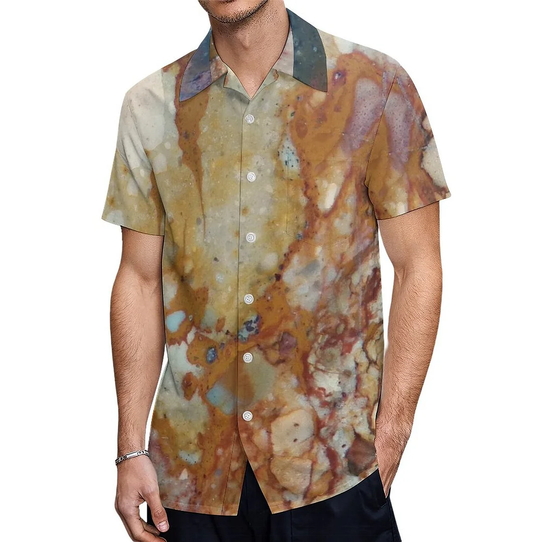 Short Sleeve Colorful Jasper Stone Hawaiian Shirt Mens Button Down Plus Size Tropical Hawaii Beach Shirts