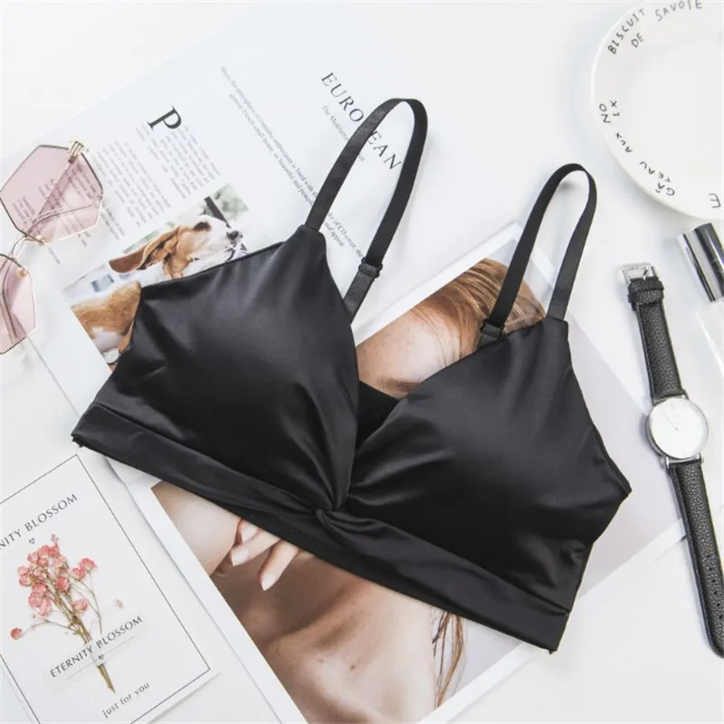 Sexy Satin Bra Triangle Cup Shaping Bralette Seamless Lenceria Push-up Beauty Back Tube Underwear Lingerie нижнее белье женское