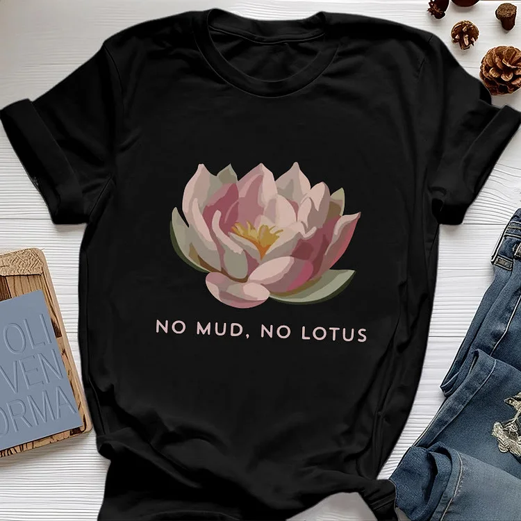 Olivenorma "NO MUD, NO LOTUS" Cotton Yoga Tee T-Shirt