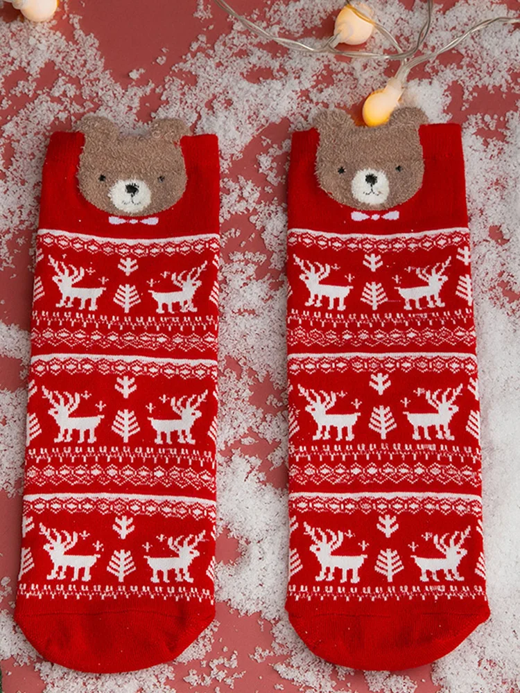 Cute 3D Cartoon Christmas Knittted Socks