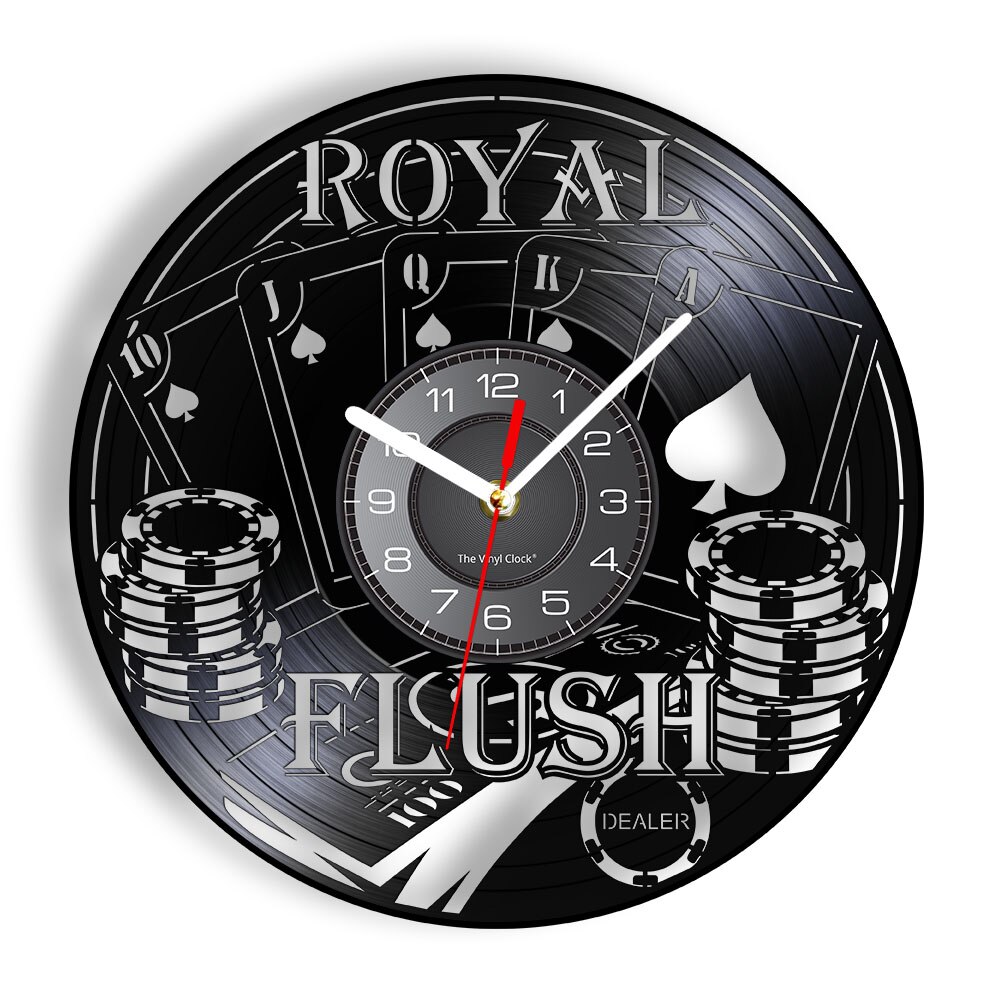 

Royal Flush Poker Cards Chips LP R - Vinyl Record Wall Clock - Without LED, 501 Original