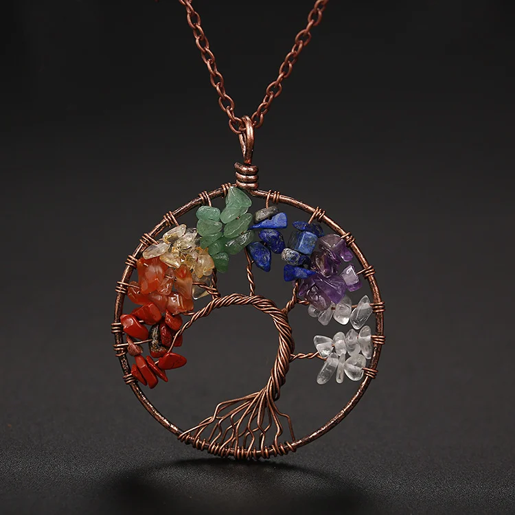 Unique Tree Of Life Crystal Pendant Necklace