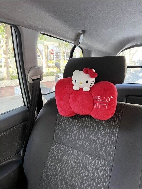 New HELLO KITTY Head Neck Rest Cushions Headrest Car Accessories 1pc Ribbon A Cute Shop - Inspired by You For The Cute Soul 
