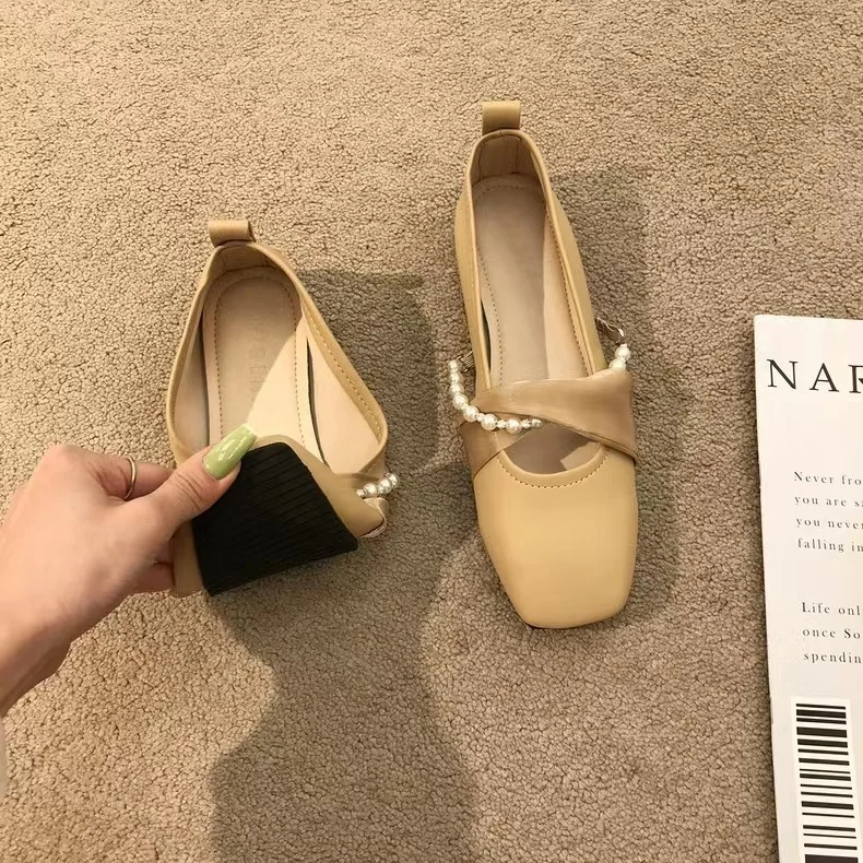 Ueong Ueong Wind Gentle Single Shoes Flat With Small Skirt Bean Shoes Fairy Ladle Shoes Spring And Summer New All-Match Grandma Shoes