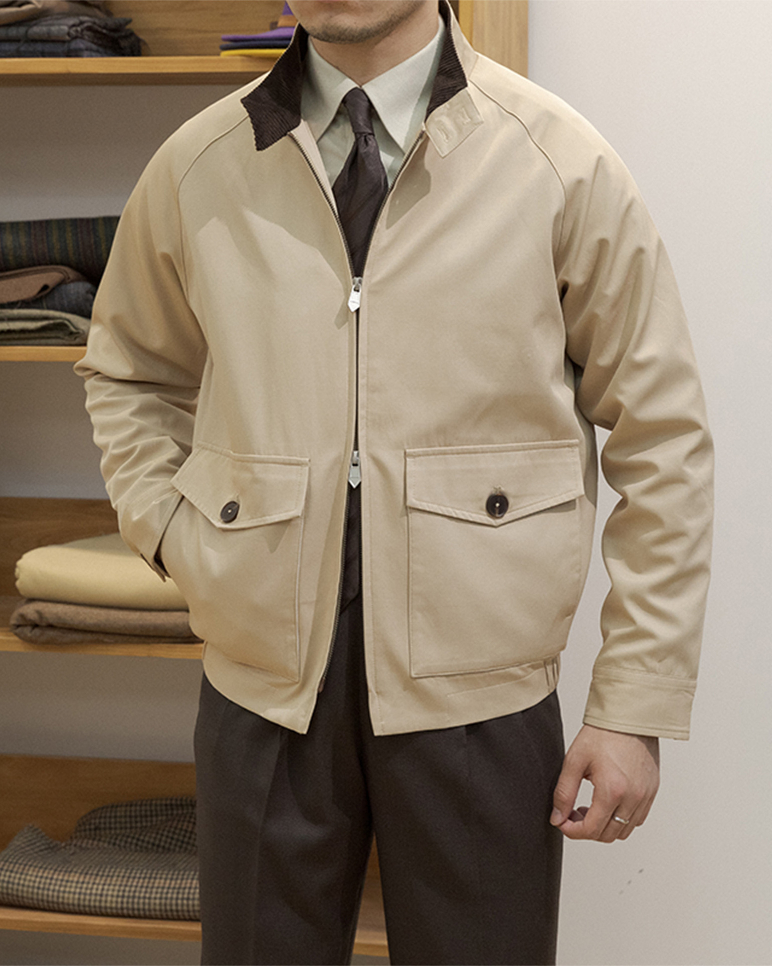 Men's Khaki Gentleman Vintage Work Jacket