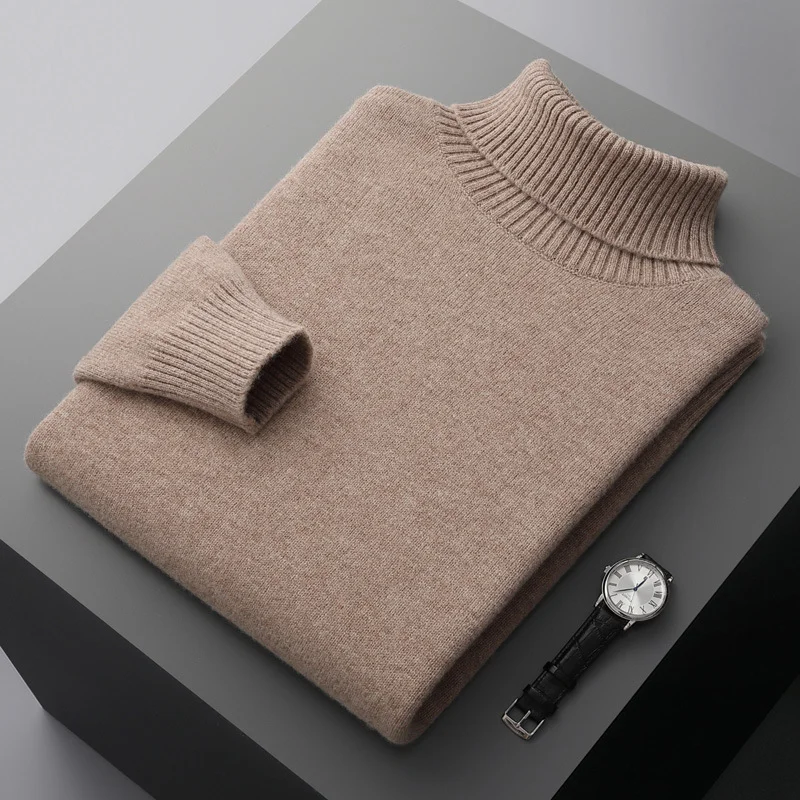 Classic Solid Turtleneck Wool Sweater
