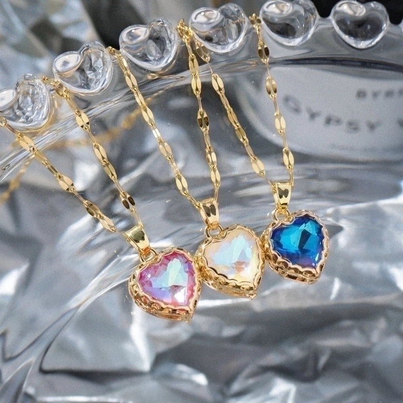 Elegant Streetwear Heart Shape Copper Inlay K Gold Plated Zircon Pendant Necklace