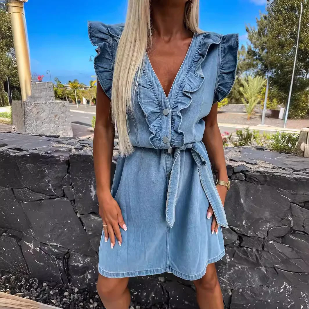 Women's Summer Casual Sleeveless Loose Denim Dress