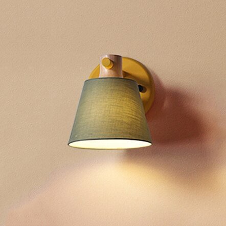 Nordic Loft Wall Lights Solid Wood Wall Lamp Macaroon Cloth Lampshade Led Ac110-240v Bedroom Bedside Lights Lighting Decoration