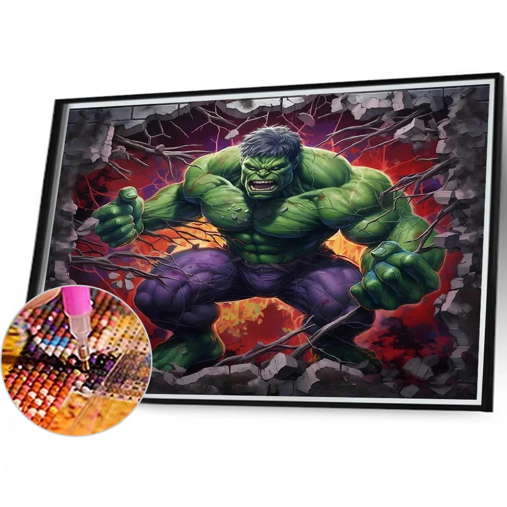 Diamond Painting - Full Round Drill - Hulk Breaking Wall(Canvas|40*35cm)