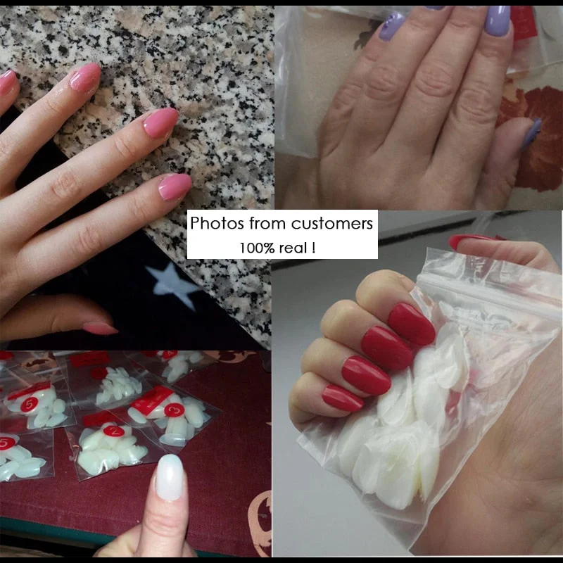 600pcs/bag Short Rounded False Nail Tips Full Cover 3 Colors 2 Bags Of Size 4 and Size 5 For Salon Round Manicure Fake Nail Tips-Nail Inspo