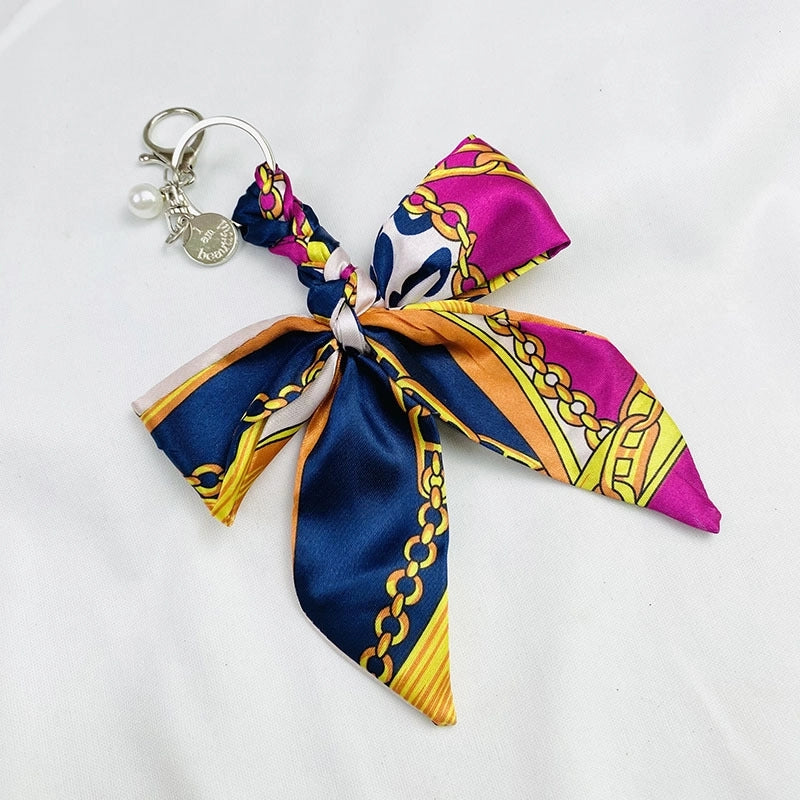 Sweet Minimalist Bow Knot Cloth Metal Unisex Bag Pendant Keychain