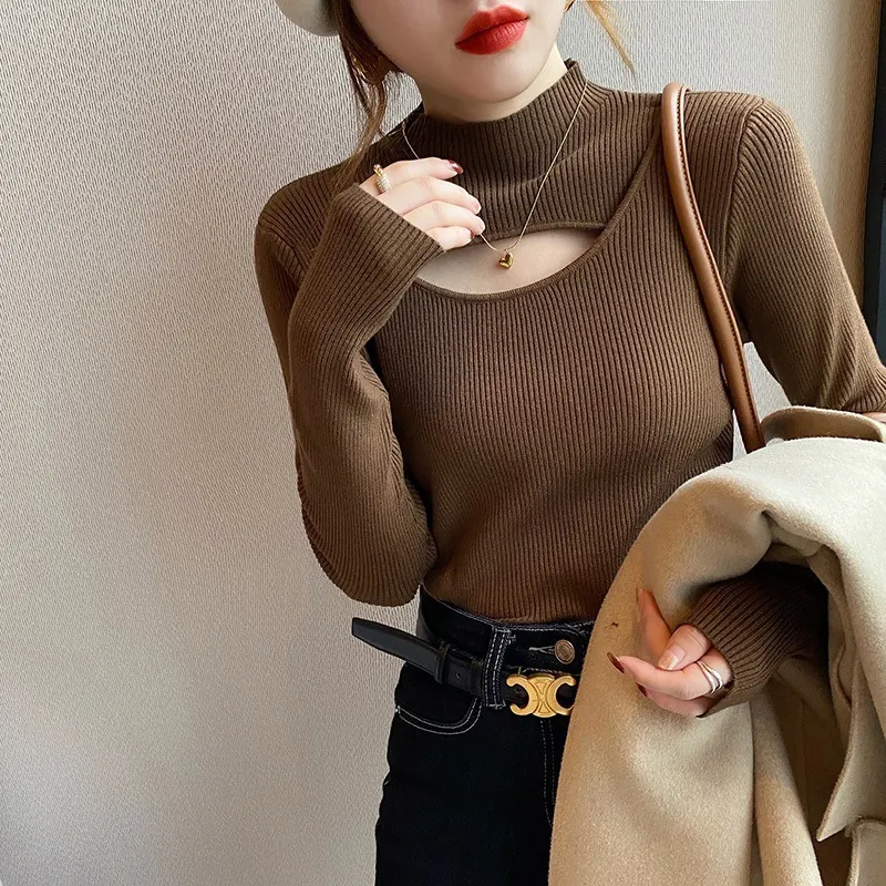 Uveng Uveng Collar Sweater Bottomed Women's New Autumn And Winter Long-Sleeved High-End Windwear Inside The Collar Knitting Top