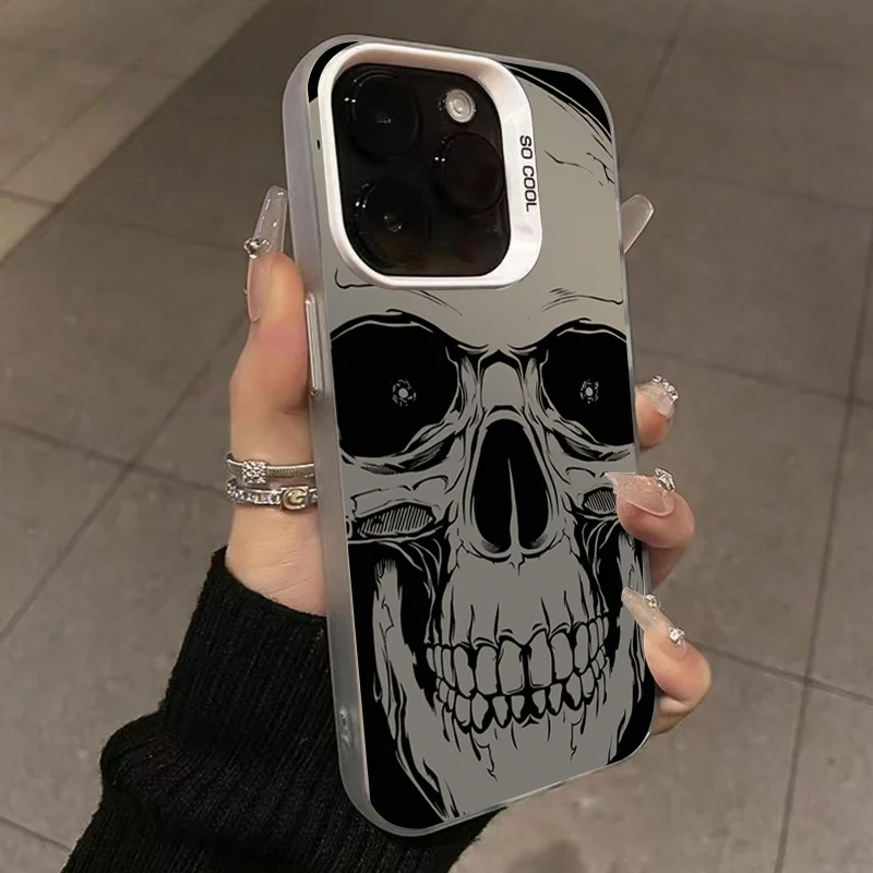 Aonga Four Spooky Skull Hard Phone Case For Xiaomi Mi 11 Lite 14 13T 13 12T 12X 12 Poco X5 F5 M6 X6 Pro Laser Shockproof Bumper Cover aonga