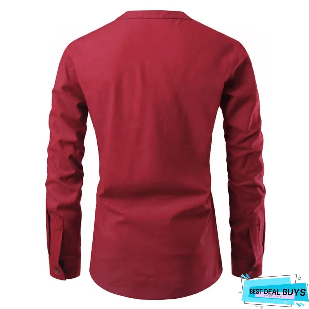 Men's Casual Pullover Long Sleeve Shirt