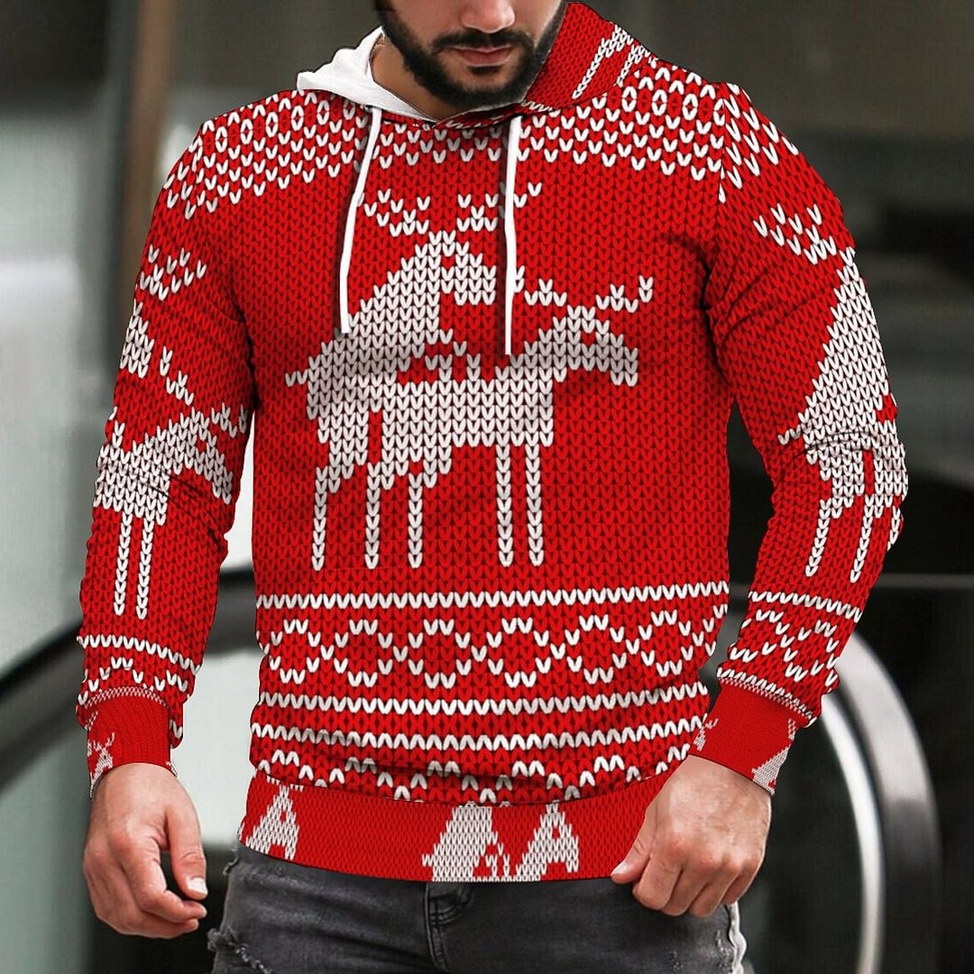 Casual 3D Graphic Men's Ugly Christmas Sweatshirts Hoodies-VESSFUL