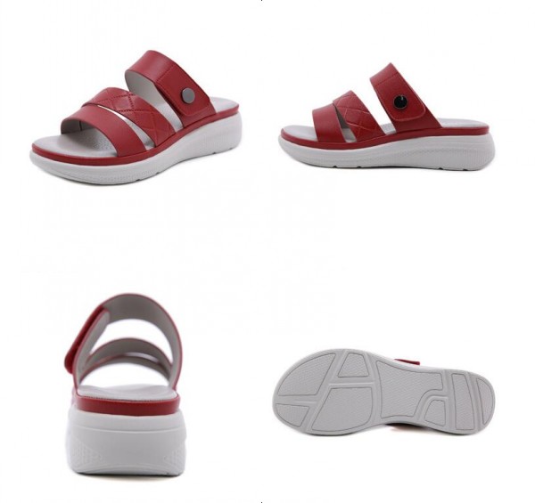 Three-Band Slide Sandal With Metal Button