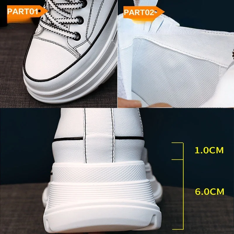 Fujin 7cm Platform Wedge Sneakers Chunky Shoes Genuine Leather High Top Shoes Sneakers Women Ankle Boots Spring Autumn