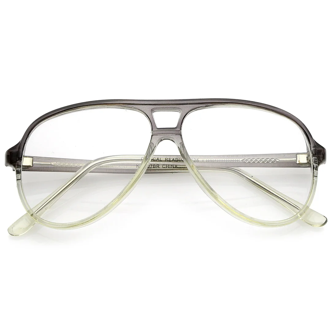 Retro Transparent Flat Top Teardrop Clear Lens Aviator Eyeglasses 56mm