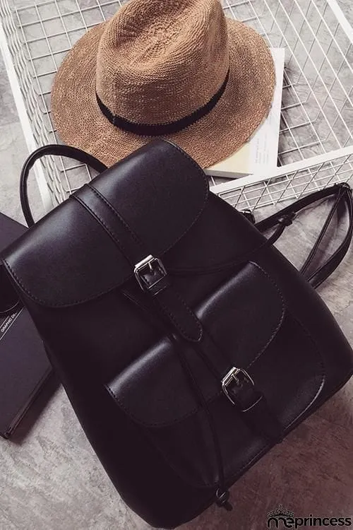Leather Buckle Backpack